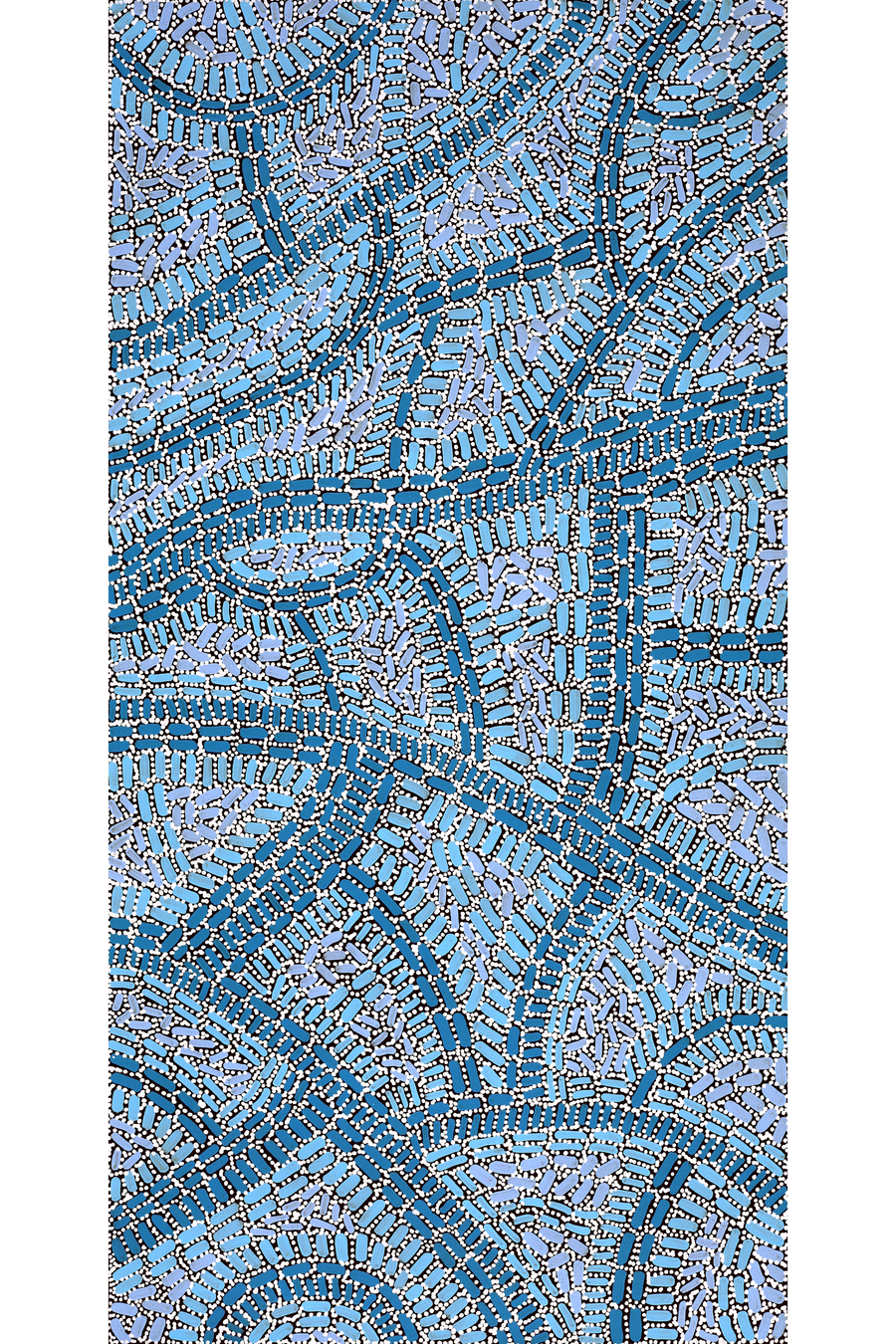 Aboriginal Artwork by Nathania Nangala Granites, Warlukurlangu Jukurrpa (Fire country Dreaming), 91x46cm