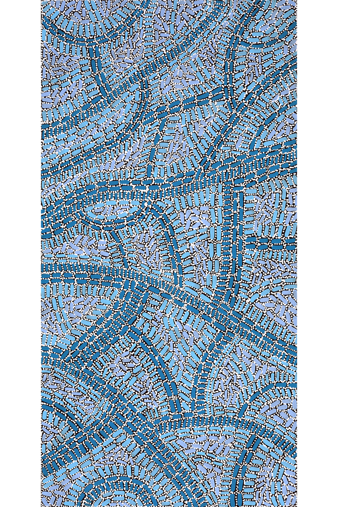 Aboriginal Artwork by Nathania Nangala Granites, Warlukurlangu Jukurrpa (Fire country Dreaming), 91x46cm