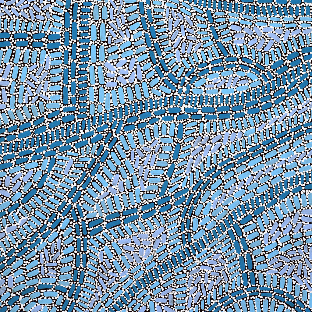 Aboriginal Artwork by Nathania Nangala Granites, Warlukurlangu Jukurrpa (Fire country Dreaming), 91x46cm