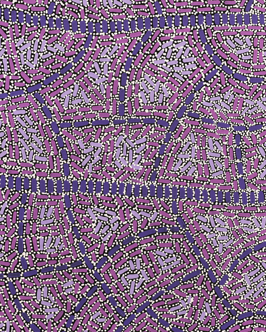 Aboriginal Artwork by Nathania Nangala Granites, Warlukurlangu Jukurrpa (Fire country Dreaming), 91x76cm