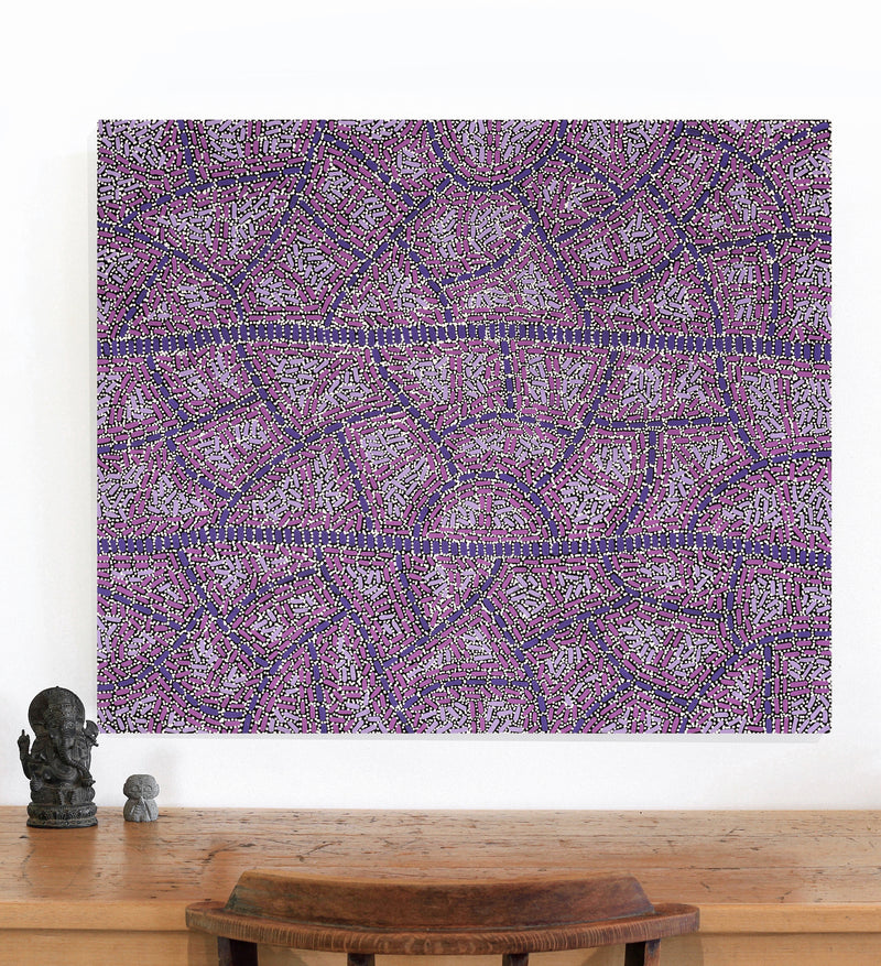 Aboriginal Artwork by Nathania Nangala Granites, Warlukurlangu Jukurrpa (Fire country Dreaming), 91x76cm