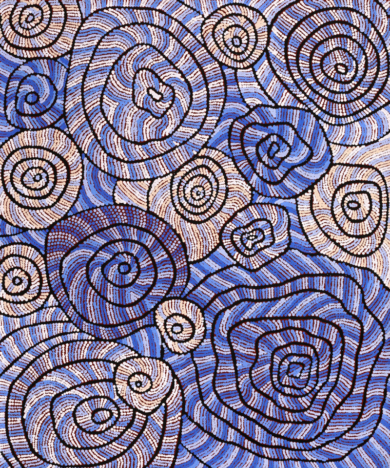 Aboriginal Artwork by Nathania Nangala Granites, Warlukurlangu Jukurrpa (Fire country Dreaming), 91x76cm