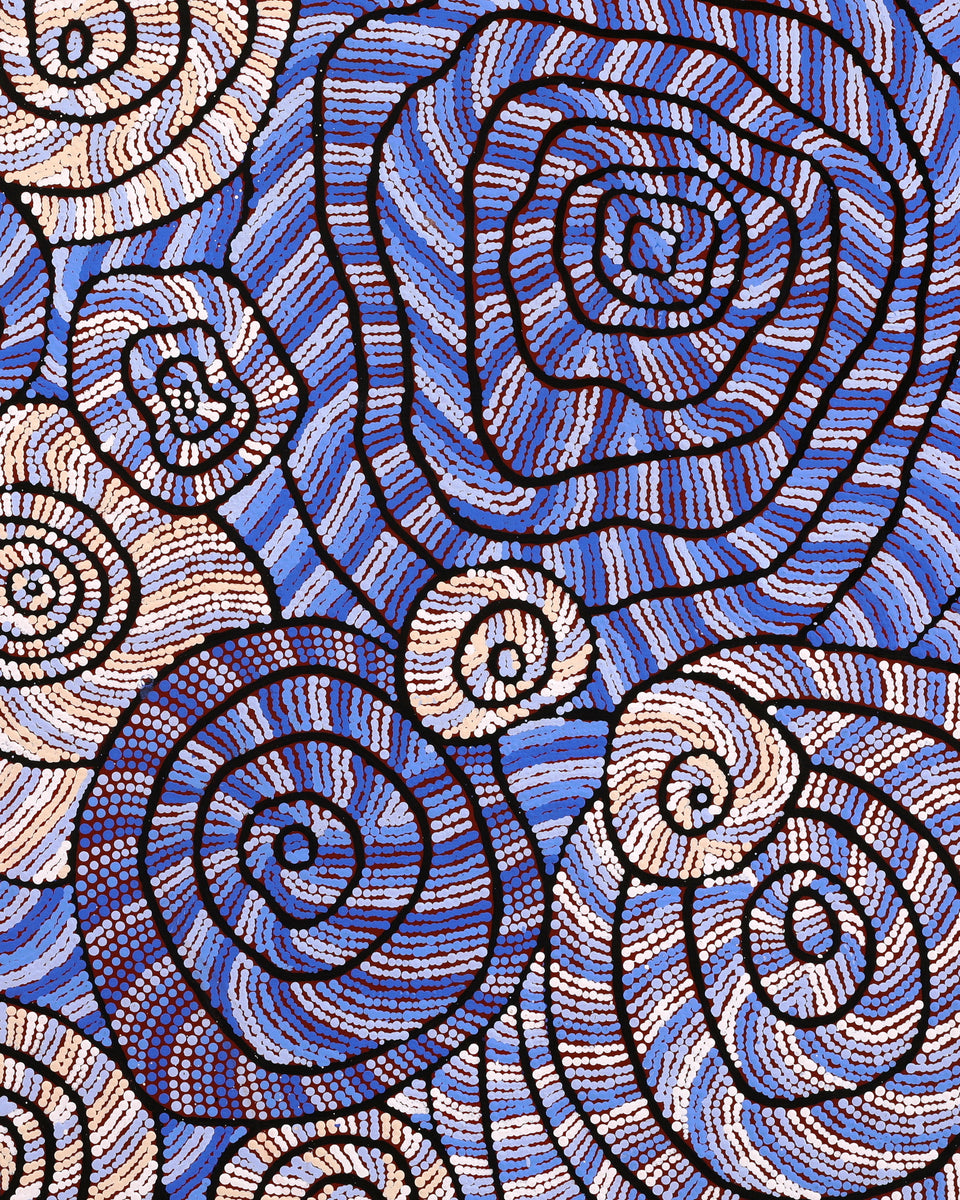 Aboriginal Artwork by Nathania Nangala Granites, Warlukurlangu Jukurrpa (Fire country Dreaming), 91x76cm
