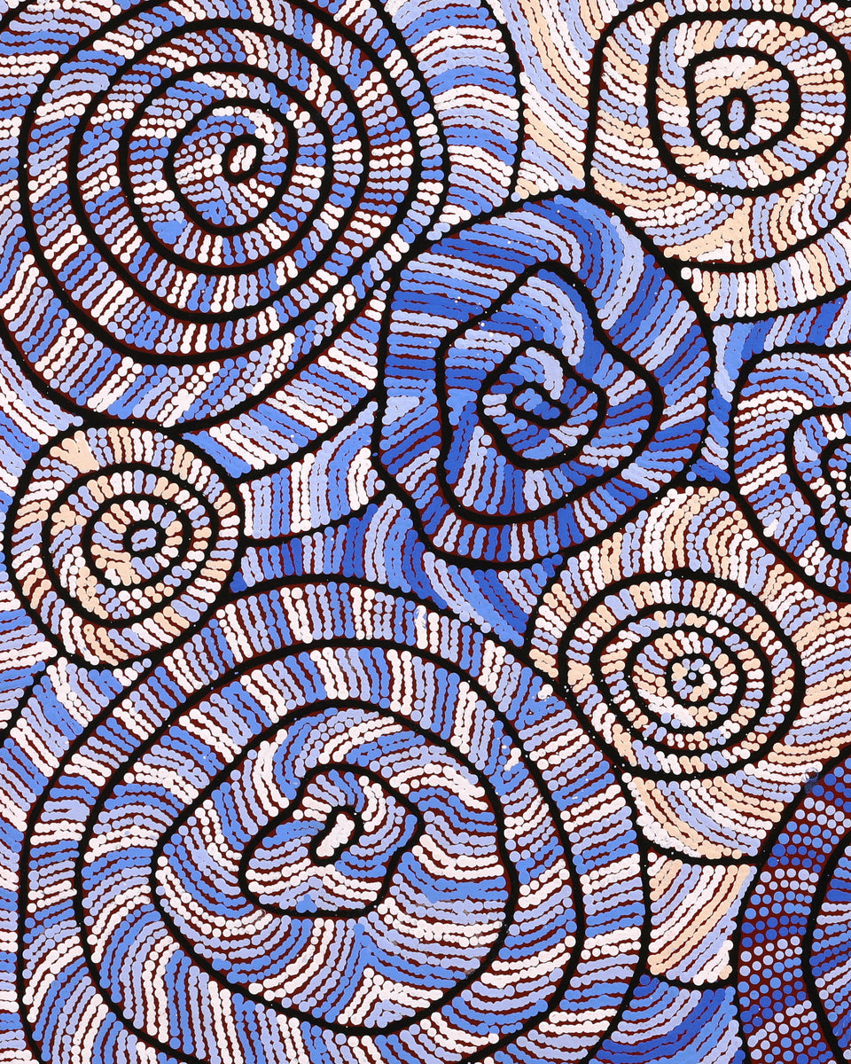 Aboriginal Artwork by Nathania Nangala Granites, Warlukurlangu Jukurrpa (Fire country Dreaming), 91x76cm