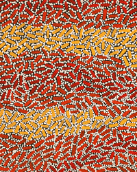 Aboriginal Artwork by Nathania Nangala Granites, Warlukurlangu Jukurrpa (Fire country Dreaming), 107x76cm