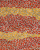 Aboriginal Artwork by Nathania Nangala Granites, Warlukurlangu Jukurrpa (Fire country Dreaming), 107x76cm