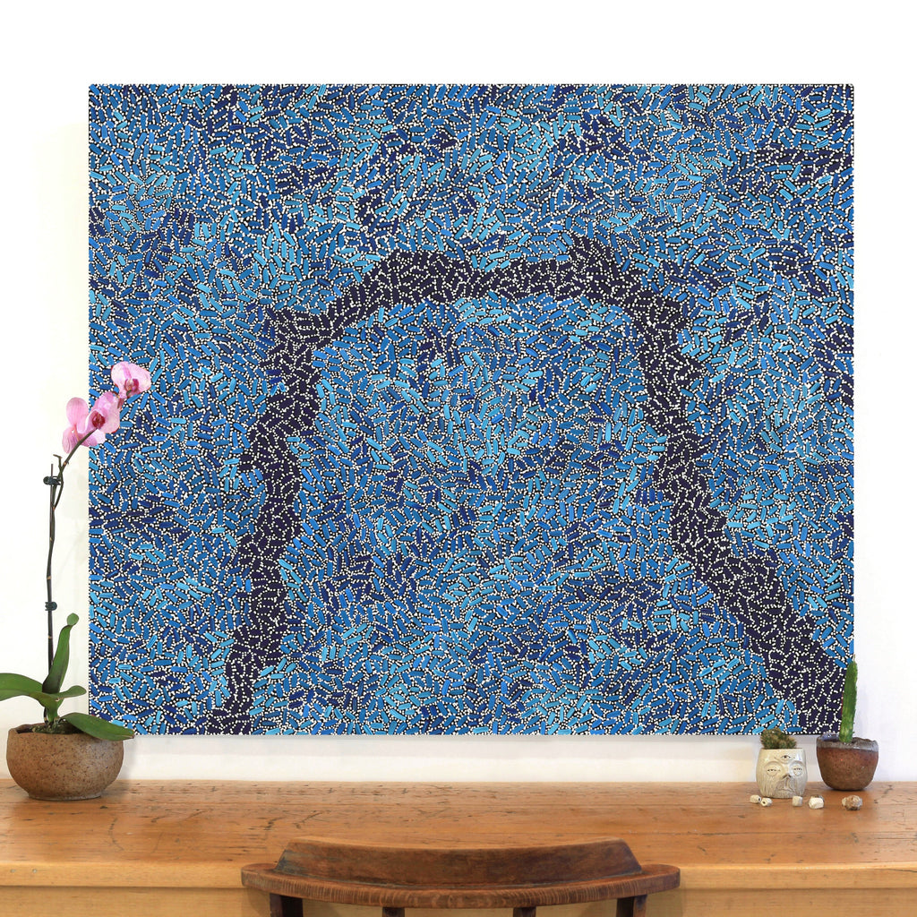 Aboriginal Artwork by Nathania Nangala Granites, Warlukurlangu Jukurrpa (Fire country Dreaming), 107x91cm