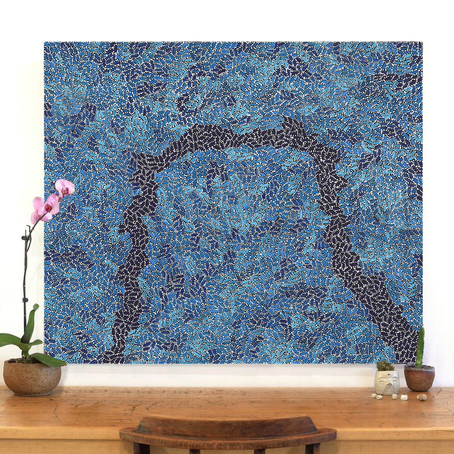 Aboriginal Artwork by Nathania Nangala Granites, Warlukurlangu Jukurrpa (Fire country Dreaming), 107x91cm