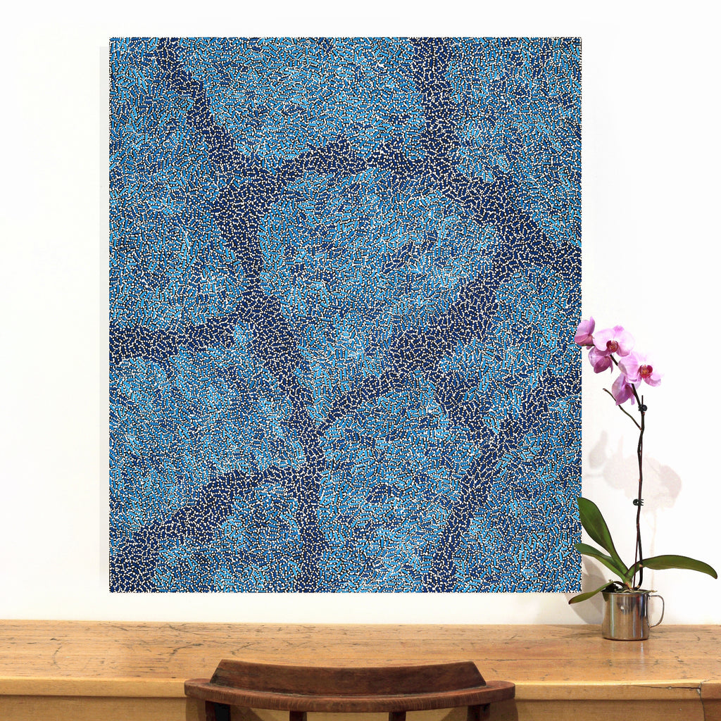 Aboriginal Artwork by Nathania Nangala Granites, Warlukurlangu Jukurrpa (Fire country Dreaming), 107x91cm