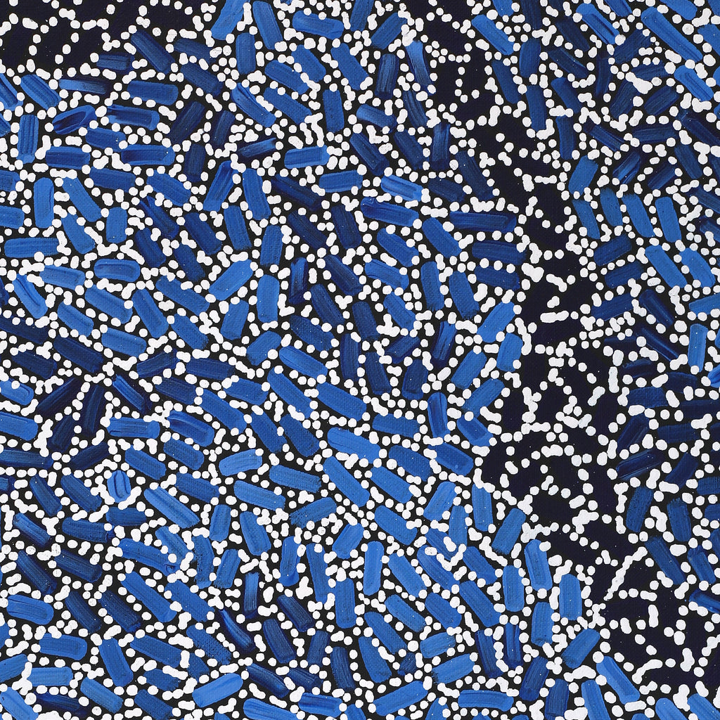 Aboriginal Artwork by Nathania Nangala Granites, Warlukurlangu Jukurrpa (Fire country Dreaming), 122x107cm