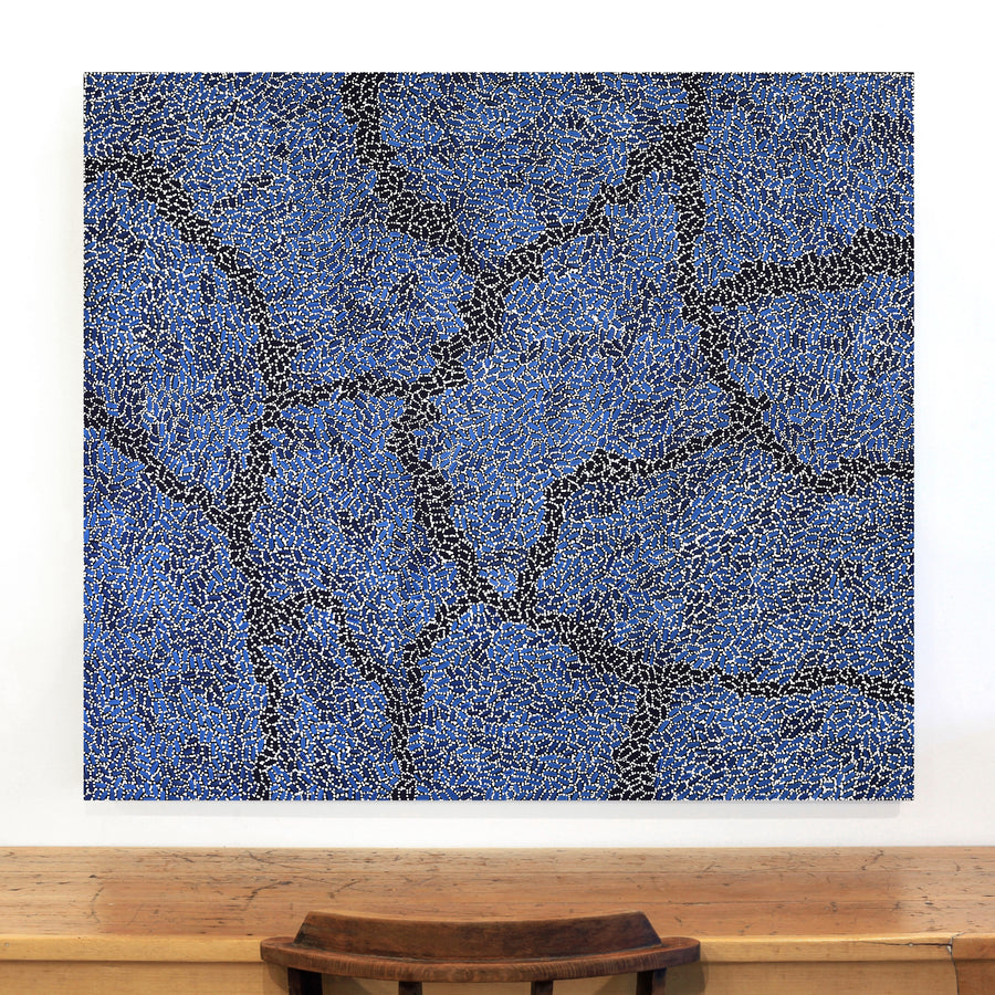 Aboriginal Artwork by Nathania Nangala Granites, Warlukurlangu Jukurrpa (Fire country Dreaming), 122x107cm
