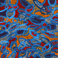 Aboriginal Artwork by Nathania Nangala Granites, Warlukurlangu Jukurrpa (Fire country Dreaming), 30x30cm
