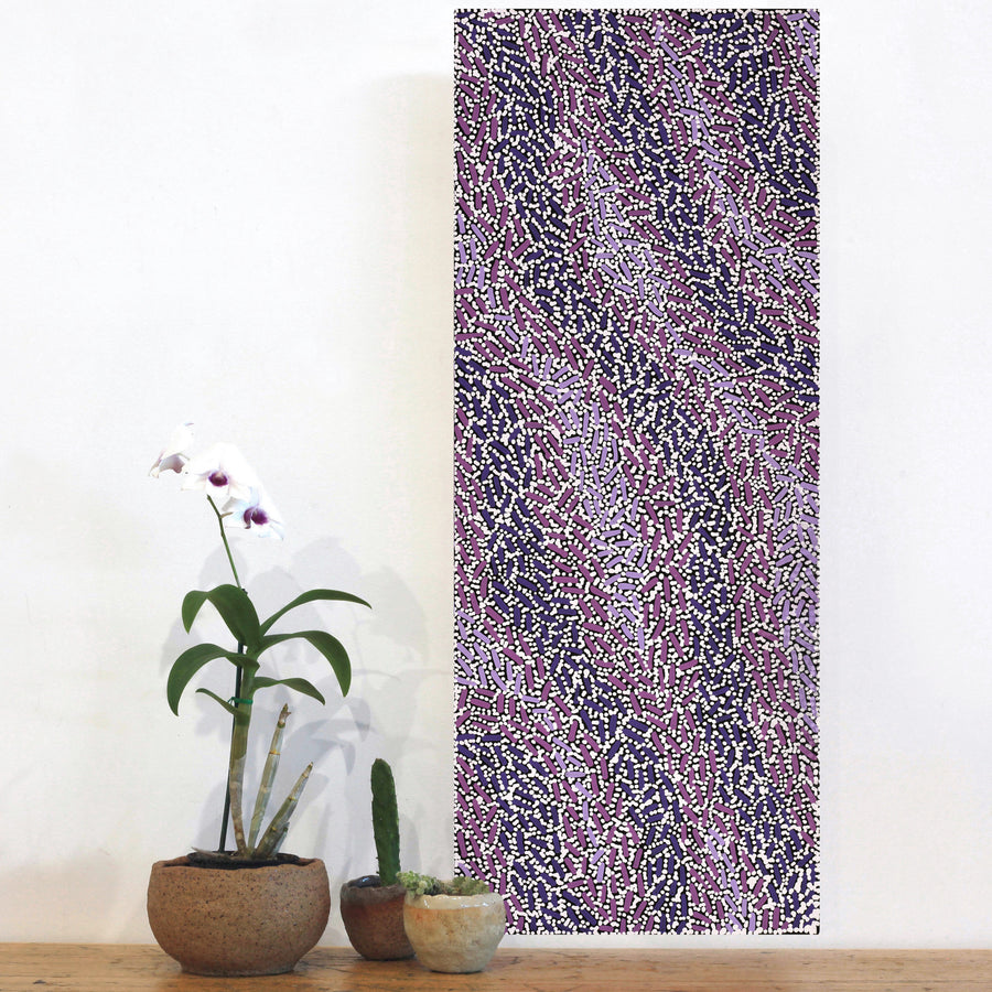 Aboriginal Artwork by Nathania Nangala Granites, Warlukurlangu Jukurrpa (Fire country Dreaming), 76x30cm