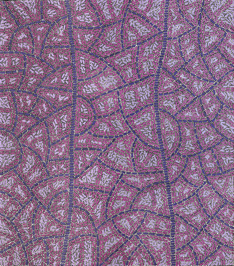 Aboriginal Artwork by Nathania Nangala Granites, Warlukurlangu Jukurrpa (Fire country Dreaming), 122x107cm