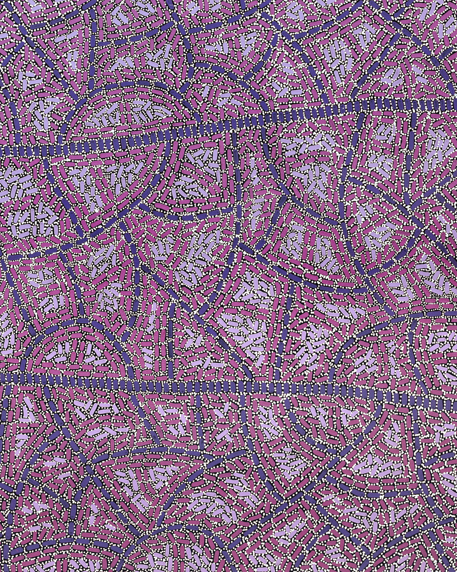 Aboriginal Artwork by Nathania Nangala Granites, Warlukurlangu Jukurrpa (Fire country Dreaming), 122x107cm