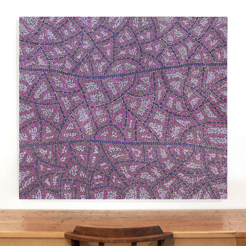 Aboriginal Artwork by Nathania Nangala Granites, Warlukurlangu Jukurrpa (Fire country Dreaming), 122x107cm