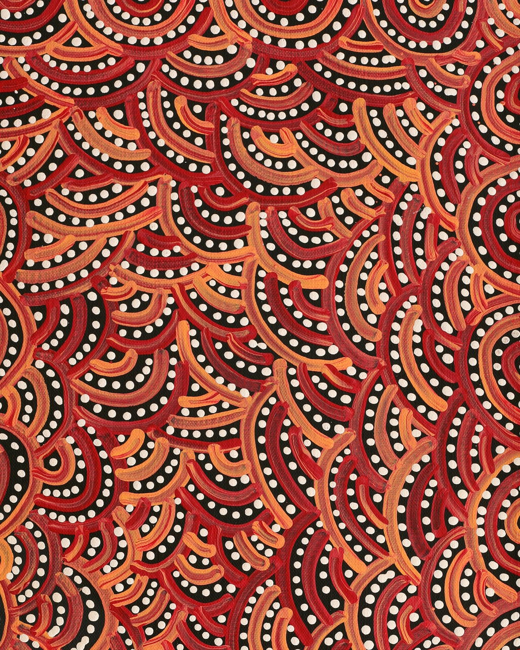 Aboriginal Artwork by Nathania Nangala Granites, Warlukurlangu Jukurrpa (Fire country Dreaming), 61x30cm