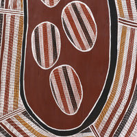 Aboriginal Artwork by Nathaniel Dullman, Ngalmudj (Rainbow Serpent), 113x53cm Bark Painting