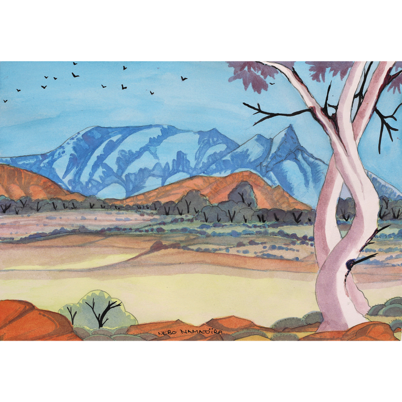 Aboriginal Artwork by Nebo Namatjira, Rutjipma (Mt Sonder), 34.5x24cm