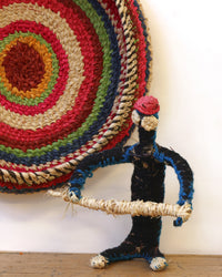 Aboriginal Artwork by Nellie Coulthard - Tjanpi Basket and figure