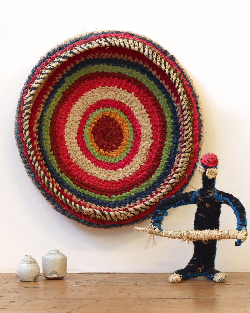 Aboriginal Artwork by Nellie Coulthard - Tjanpi Basket and figure