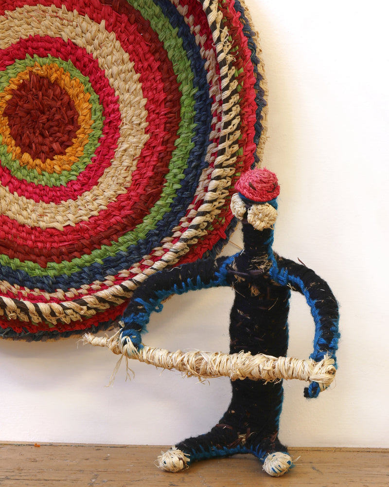 Aboriginal Artwork by Nellie Coulthard - Tjanpi Basket and figure