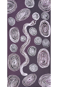 Aboriginal Artwork by Nellie Roberts Tjawina, Kuniya and Liru, 122x61cm