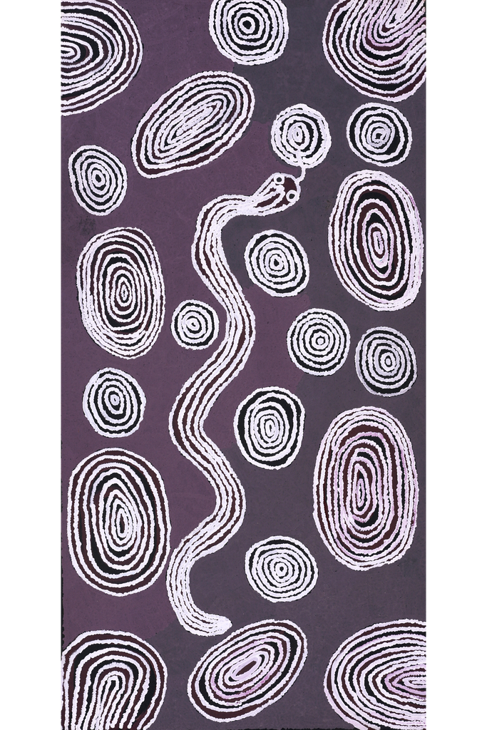 Aboriginal Art by Nellie Roberts Tjawina, Kuniya and Liru, 122x61cm - ART ARK®