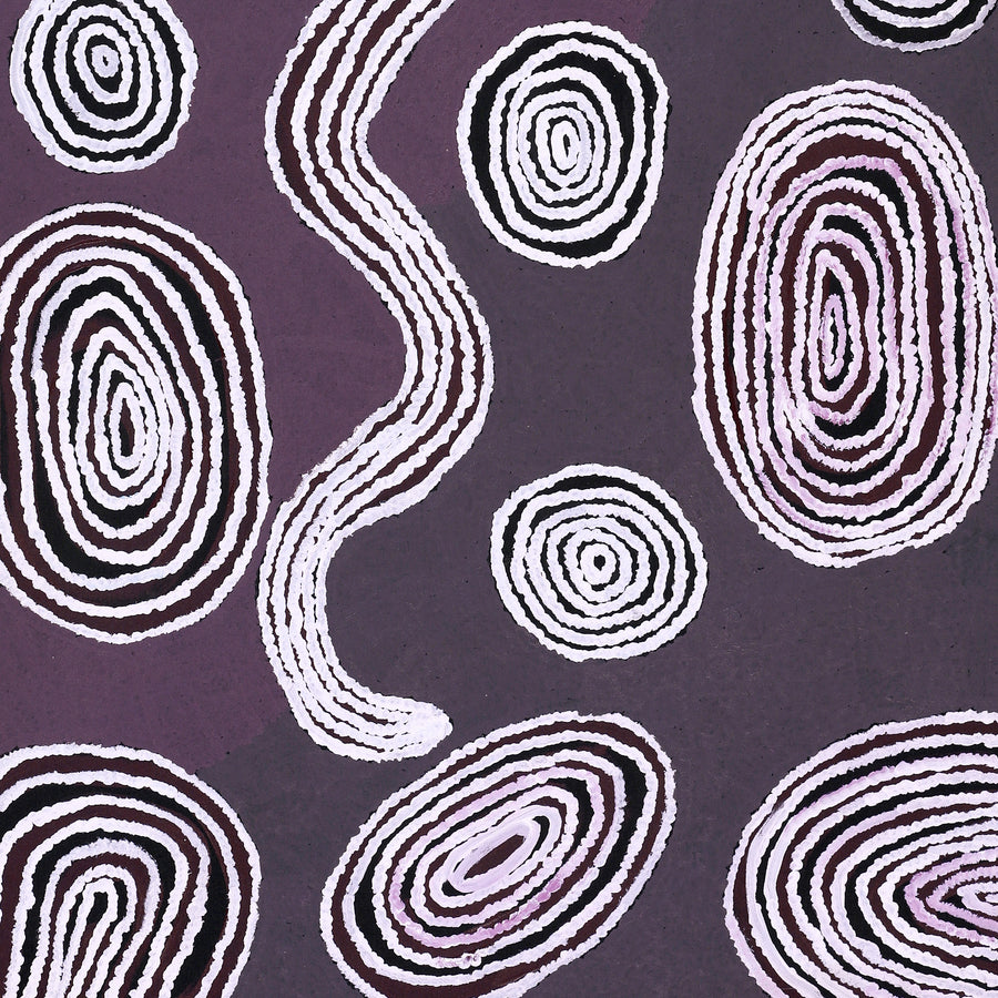 Aboriginal Artwork by Nellie Roberts Tjawina, Kuniya and Liru, 122x61cm