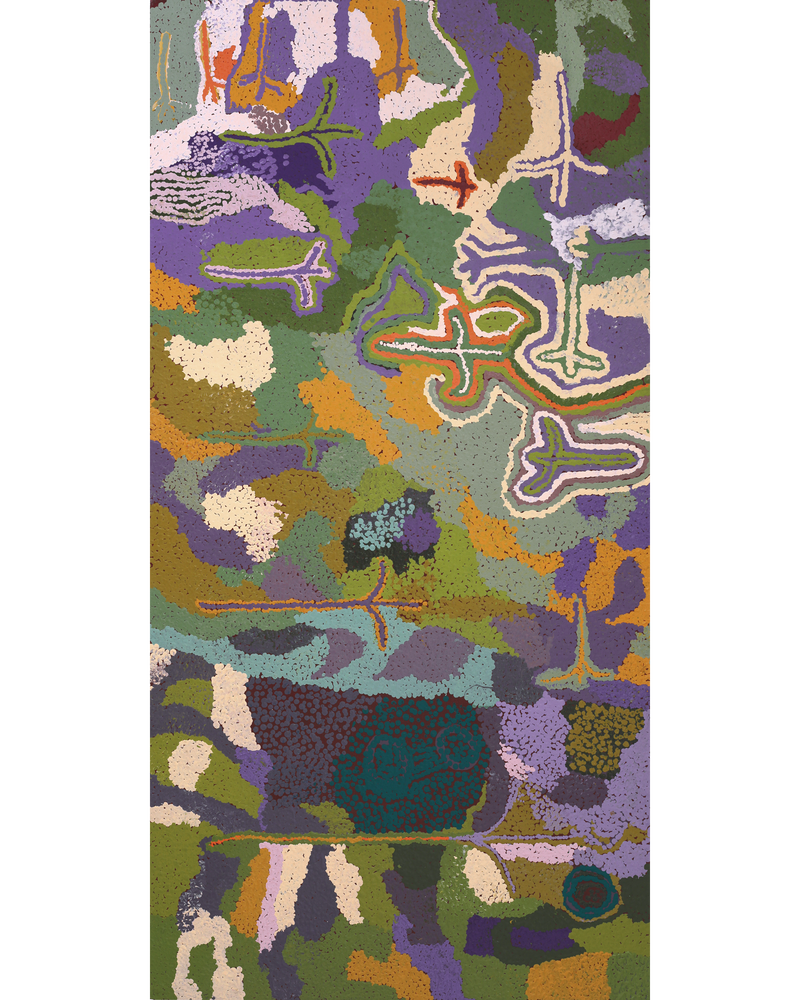 Aboriginal Artwork by Ngamaru Bidu, Wantili, 152x76cm