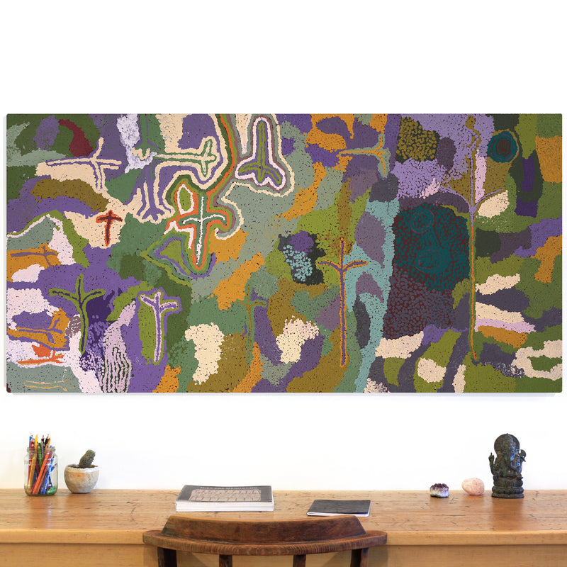 Aboriginal Artwork by Ngamaru Bidu, Wantili, 152x76cm