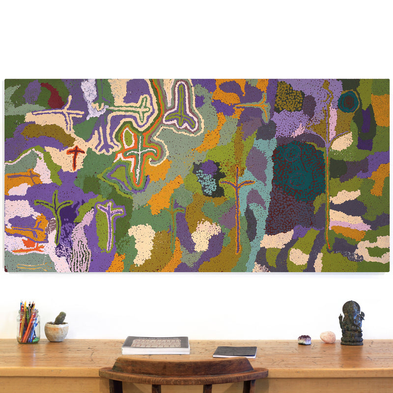 Aboriginal Artwork by Ngamaru Bidu, Wantili, 152x76cm