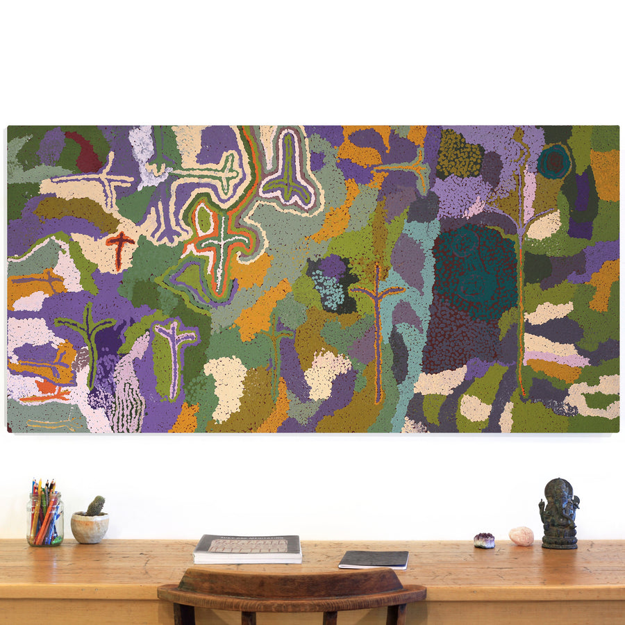 Aboriginal Artwork by Ngamaru Bidu, Wantili, 152x76cm