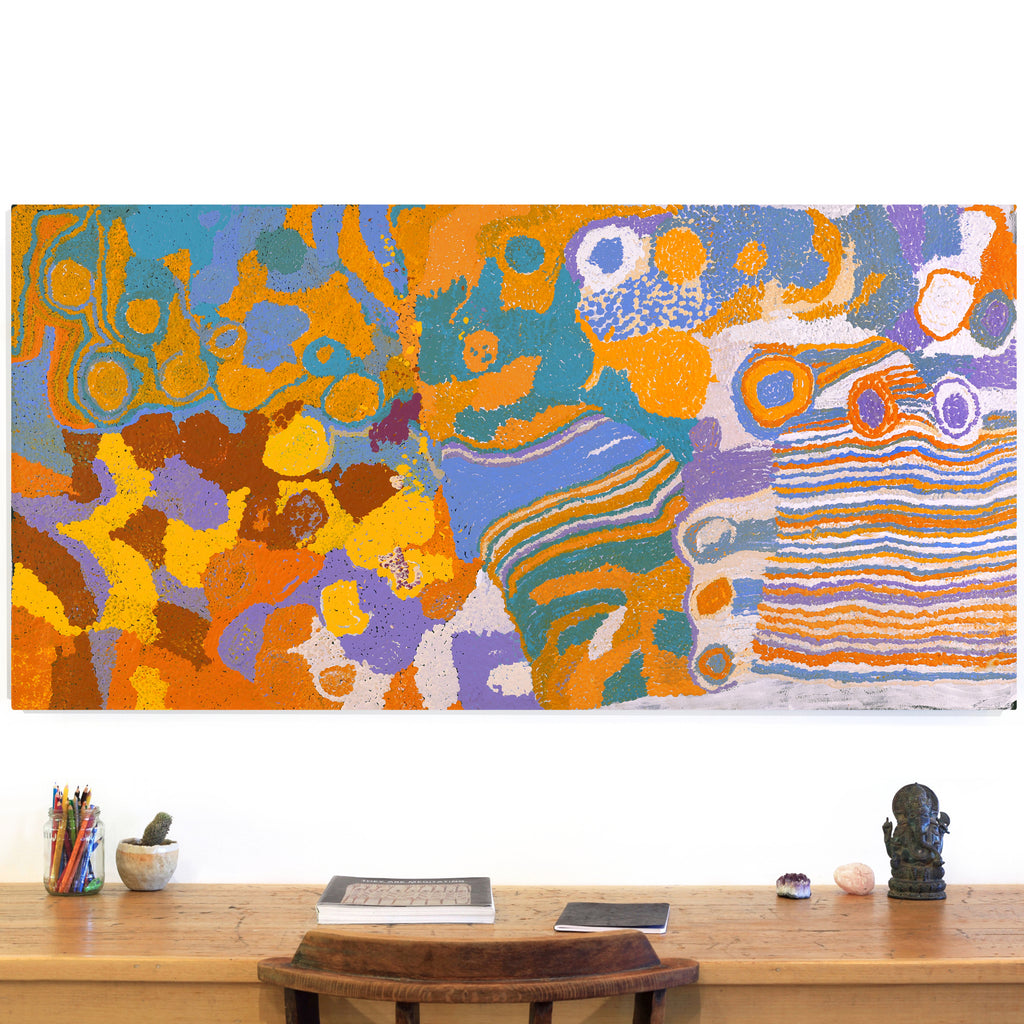 Aboriginal Artwork by Ngamaru Bidu, Wantili, 152x76cm