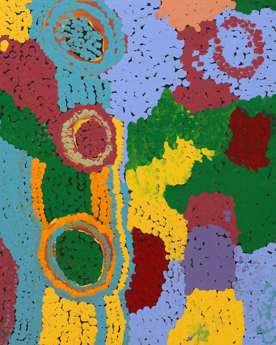 Aboriginal Artwork by Ngamaru Bidu, Wantili, 76x36cm