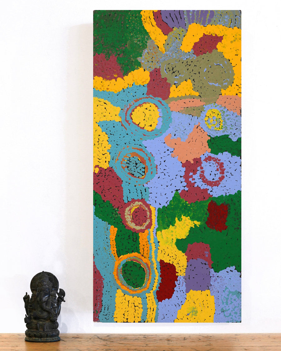 Aboriginal Artwork by Ngamaru Bidu, Wantili, 76x36cm