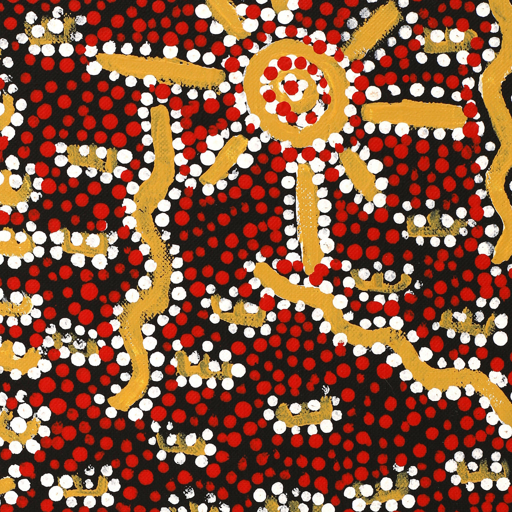 Aboriginal Art by Nigel Japanangka Marshall, Lappi Lappi Jukurrpa, 107x46cm - ART ARK®