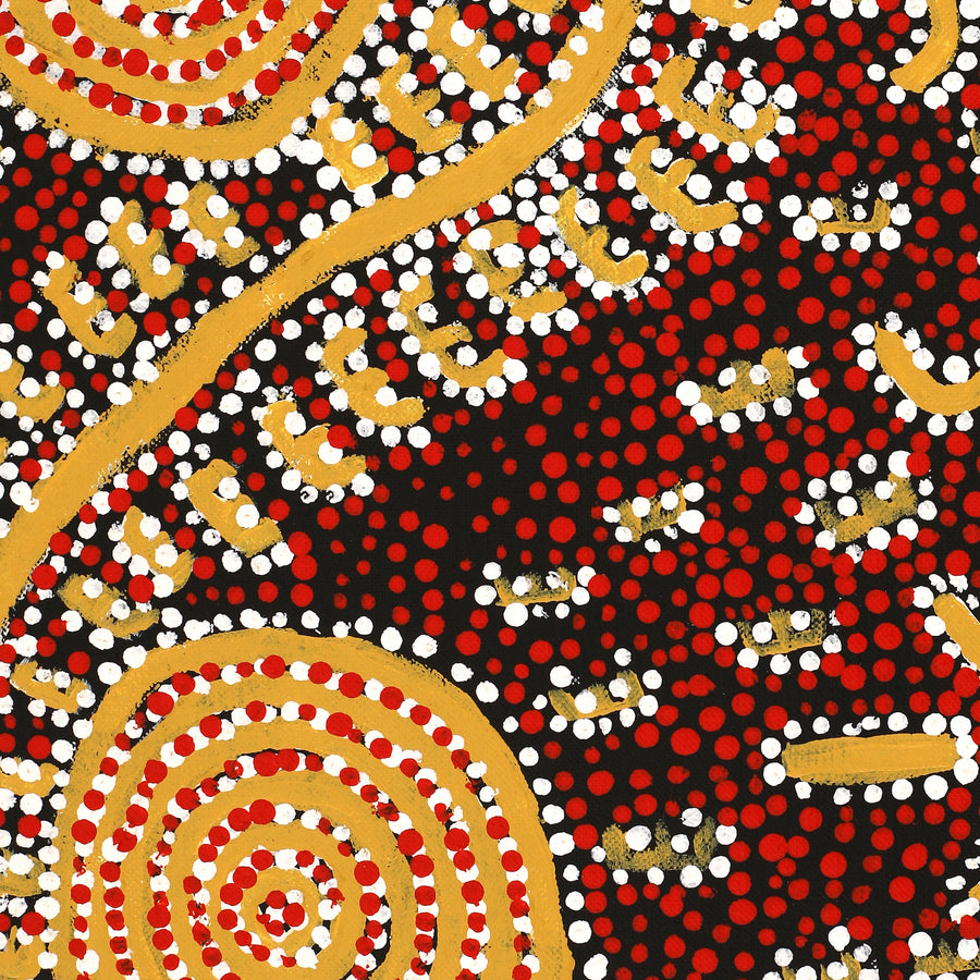 Aboriginal Artwork by Nigel Japanangka Marshall, Lappi Lappi Jukurrpa, 107x46cm