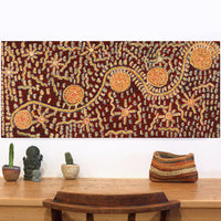 Aboriginal Art by Nigel Japanangka Marshall, Lappi Lappi Jukurrpa, 107x46cm - ART ARK®