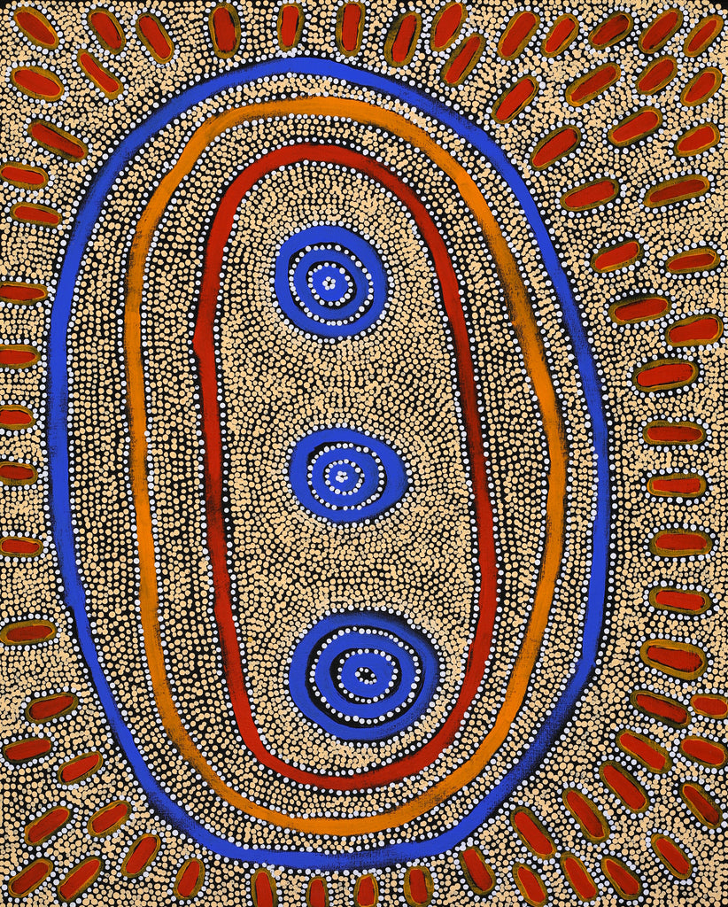 Aboriginal Art by Nigel Japanangka Marshall, Lappi Lappi Jukurrpa, 76x61cm - ART ARK®
