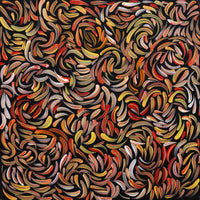 Aboriginal Artwork by Nola Napangardi Fisher, Purrpalanji (Skinny Bush Banana) Jukurrpa, 30x30cm