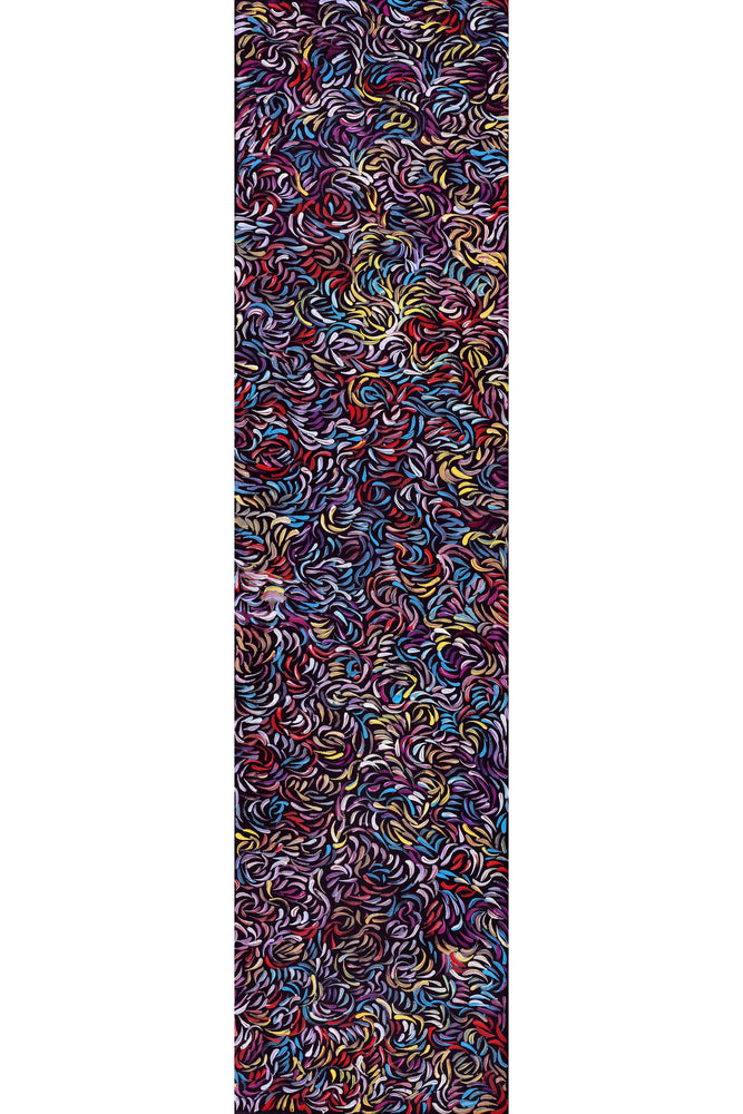 Aboriginal Artwork by Nola Napangardi Fisher, Purrpalanji (Skinny Bush Banana) Jukurrpa, 122x30cm