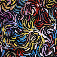 Aboriginal Artwork by Nola Napangardi Fisher, Purrpalanji (Skinny Bush Banana) Jukurrpa, 122x30cm