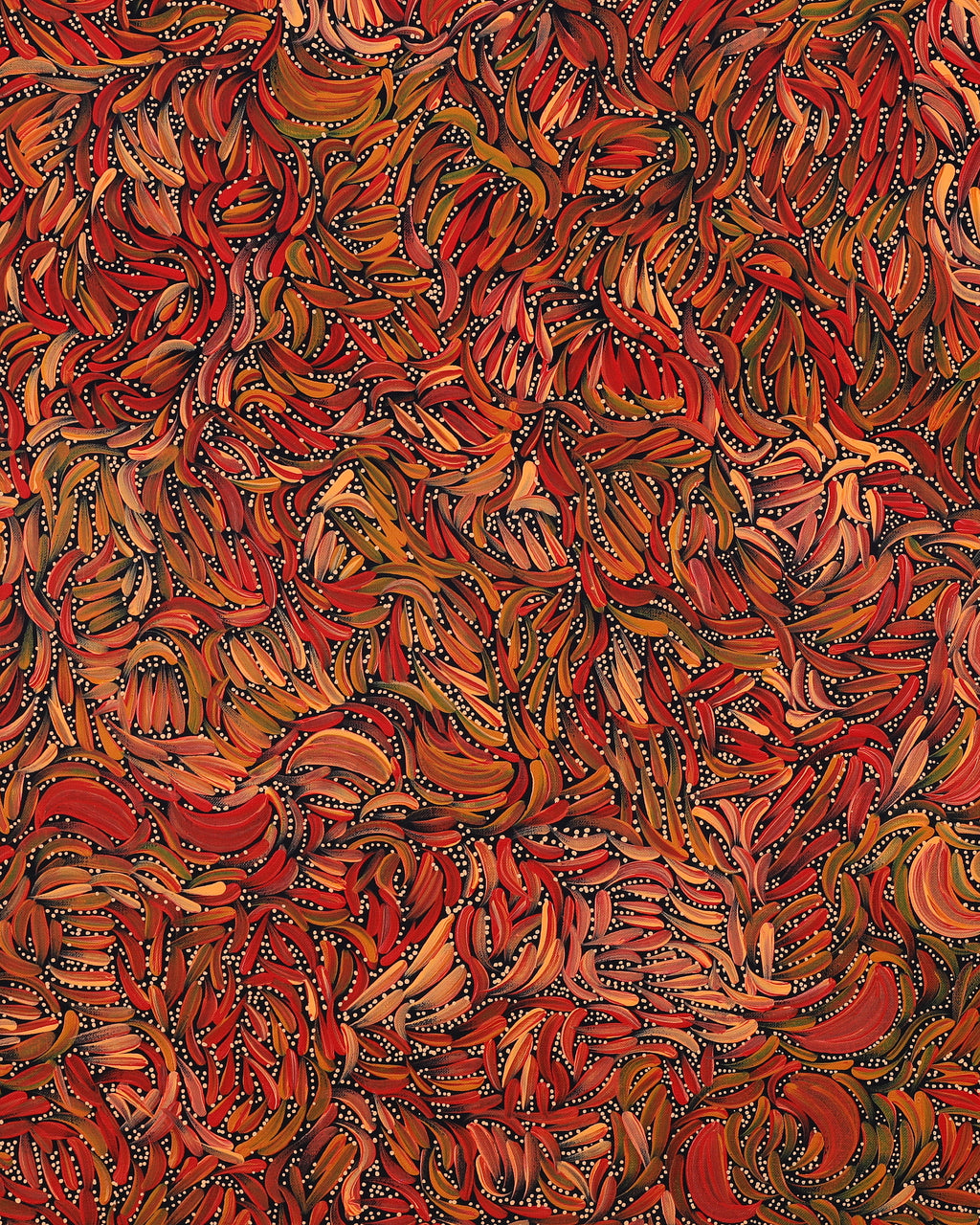Nola Napangardi Fisher, Purrpalanji (Skinny Bush Banana) Jukurrpa, 107x76cm