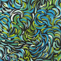 Aboriginal Artwork by Nola Napangardi Fisher, Purrpalanji (Skinny Bush Banana) Jukurrpa, 30x30cm