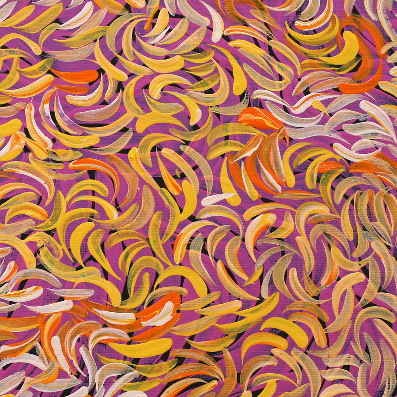 Aboriginal Artwork by Nola Napangardi Fisher, Purrpalanji (Skinny Bush Banana) Jukurrpa, 30x30cm