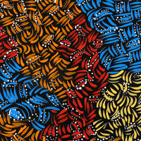 Aboriginal Artwork by Nola Napangardi Fisher, Purrpalanji (Skinny Bush Banana) Jukurrpa, 40x40cm