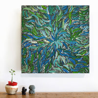 Aboriginal Artwork by Nola Napangardi Fisher, Purrpalanji (Skinny Bush Banana) Jukurrpa, 46x46cm