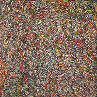 Aboriginal Artwork by Nola Napangardi Fisher, Purrpalanji (Skinny Bush Banana) Jukurrpa, 76x76cm