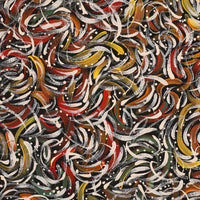 Aboriginal Artwork by Nola Napangardi Fisher, Purrpalanji (Skinny Bush Banana) Jukurrpa, 76x76cm